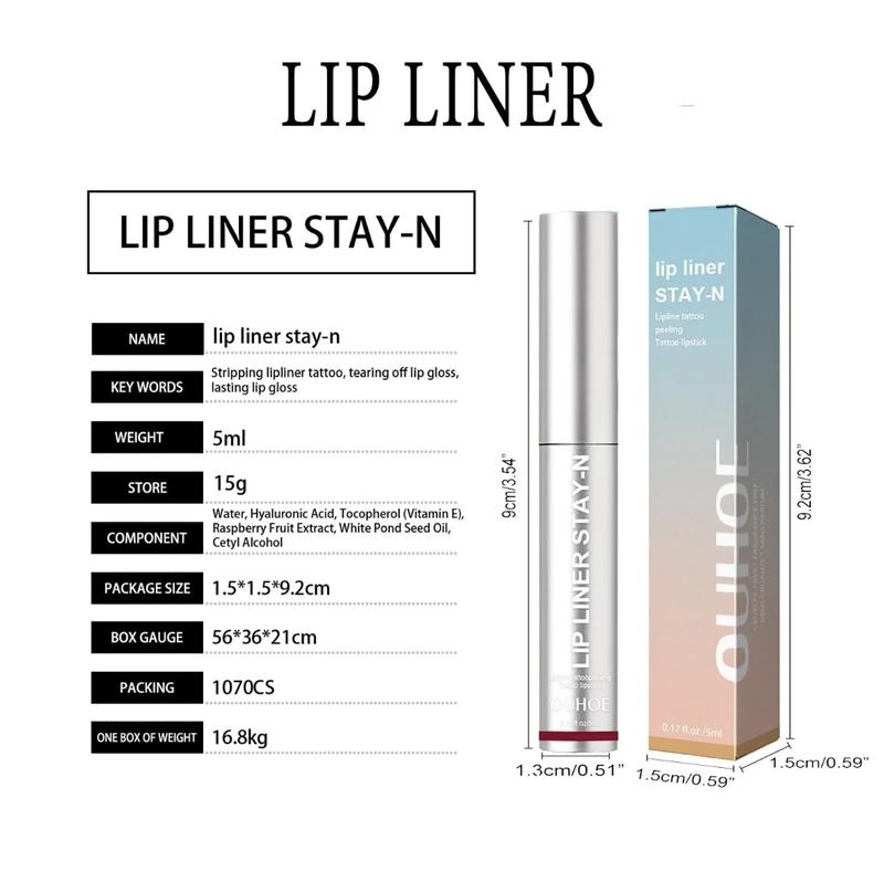 Peel Off Lip Liner Tattoo, Peel Off Lip Stain, Long Lasting Lip Stain Peel Off. Makeup Gift for Women Eyeliner Waterproof Cosmetic Nourishing