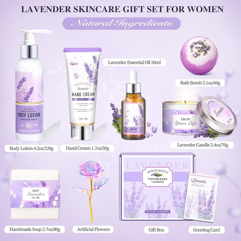 Gifts for Women,Bath and  Gifts Set, Gifts for Women Lavender Gift Baskets,Birthday Gifts for Women Self Care Relaxing Bath Sets for Women Gift,Gifts for Mom,Her,Sister,Wife