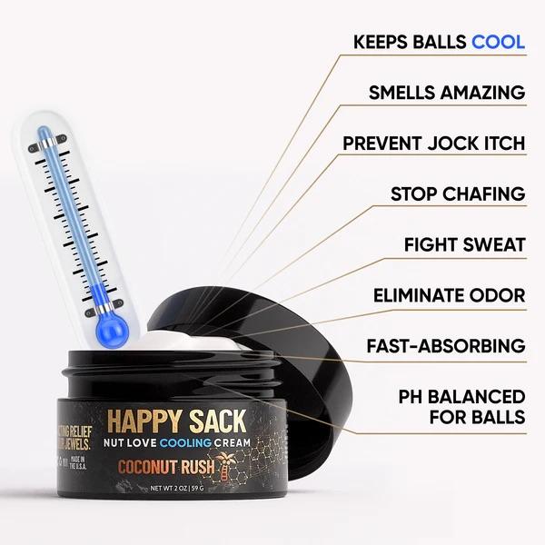 DERM DUDE Happy Sack Nut Love Cooling Ball Cream for Chafing, Cooling and Deodorizing with Aloe Vera, Cucumber Body Care Coconut - 1 Pack