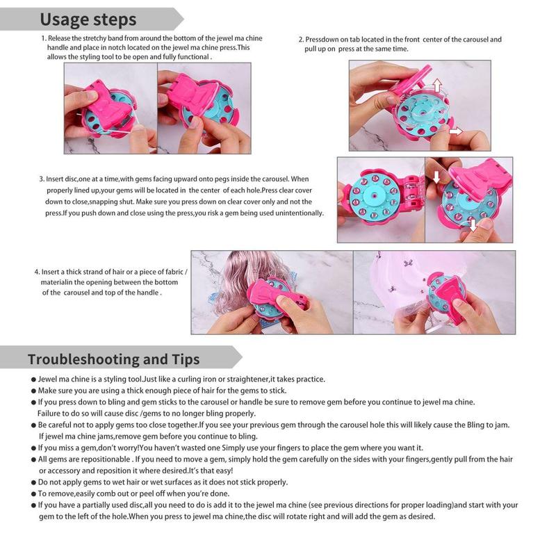 Hair Jewels Stamper DIY Set, 1 Set Hair Gem Stammer, Hair Bedazzler Kit, Quick Hair Gems Machine, Easy To Use, Hair Gemstone Stamping