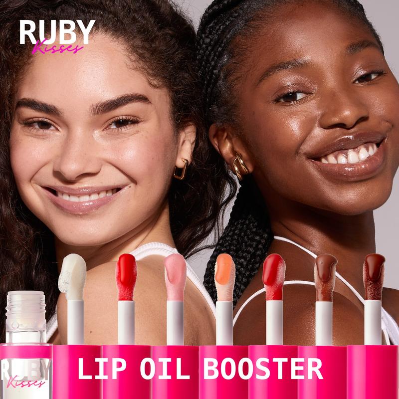 Ruby Kisses Lip Oil Booster, Fat Jumbo Wand, Hydrating Lip Gloss, Non-Sticky Moisturizer, Shiny & Glossy, Nourishing Natural Care Comfort Moisture