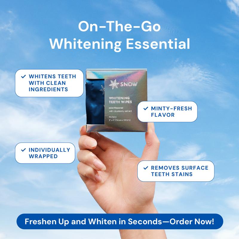 SNOW Magic Teeth Whitening Wipes | On-the-Go Whitening Treatment | Powerful Stain Removal | Refreshing Mint Flavor