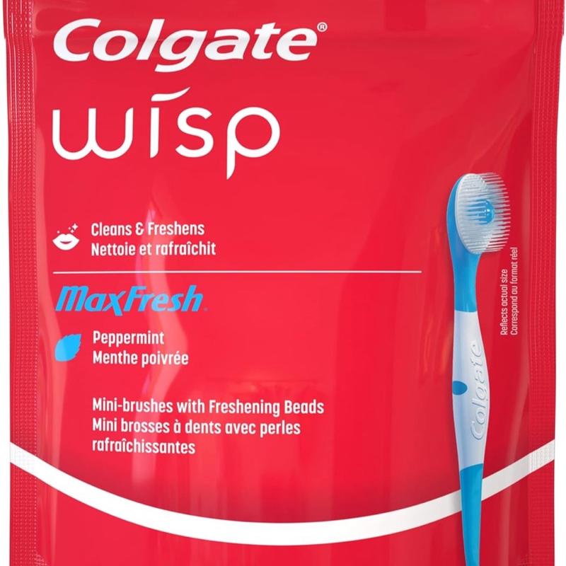 colgate wisps, Colgate Max Fresh Wisp Disposable Mini Travel Toothbrushes, Peppermint, 24 Count Oral Comfort