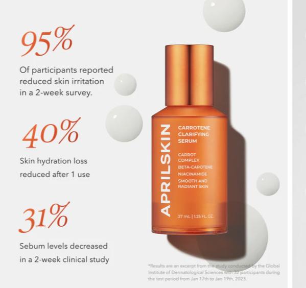 [APRILSKIN Official Shop] Carrotene Clarifying Serum (37ml) | Niacinamide+Carrot seed oil+Centella Asiatica Extract Soothing Serum|Korean Skincare | Glass Glow Serum