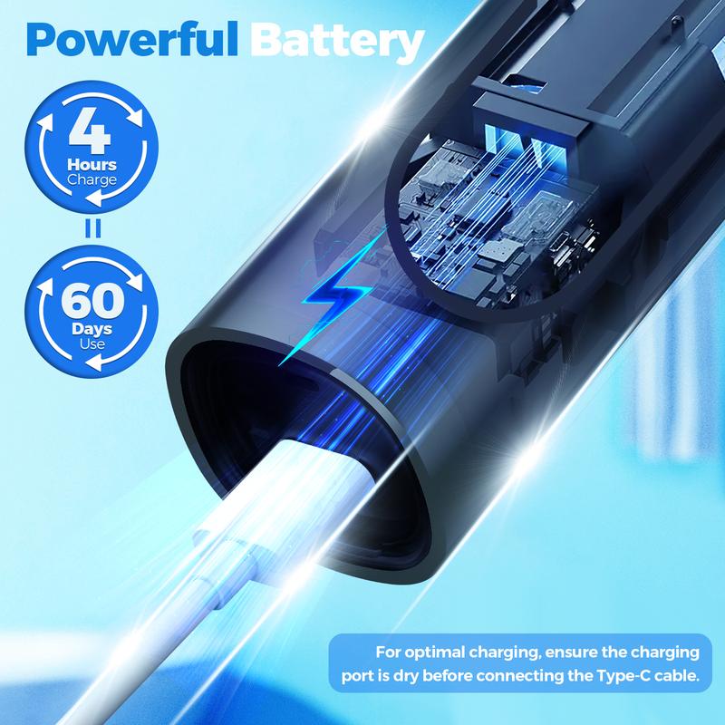 KORSMALL Electric Toothbrush 4 Modes Clean Rechargeable with 6 Brush Heads & Travel Case Powerful High Frequency Vibration Toothbrush with Smart Timer Oral Deep Clean ToothBrush Set Teeth Brightening Gift for Loved Ones