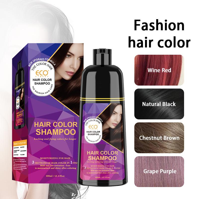 ECO 3 in 1 Instant hair dye and Conditioner, Plant extract-Long-lasting-mild long term hair care, black, Burgundy, brown hair dye shampoo Haircare