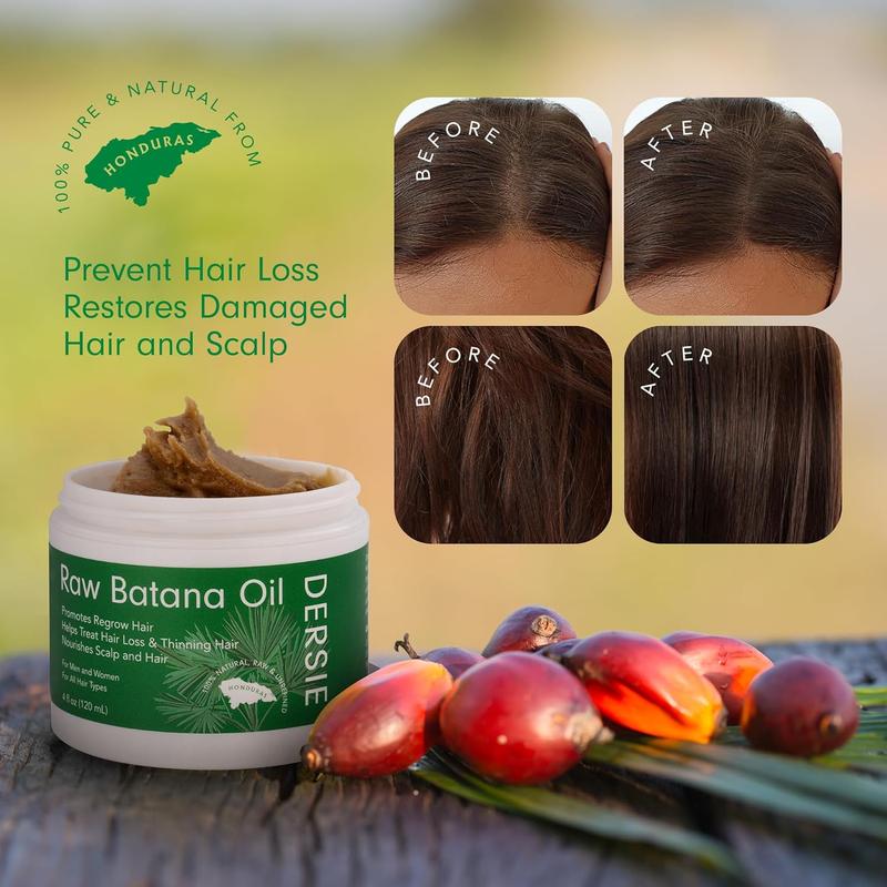 Raw Batana Oil for Hair Growth:  Batana Oil Sourced from Honduras - Promotes Thicker & Stronger Hair for Women & Men 4 FL OZ