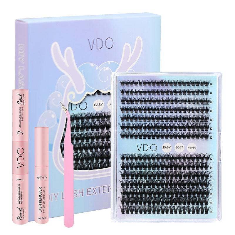 V · D · O DIY Lash Cluster Kit Makeup, natural eyes DIY Fluffy lash clusters kit false lash falsies eyelashes, christmas 2024 ornament lash tweezer