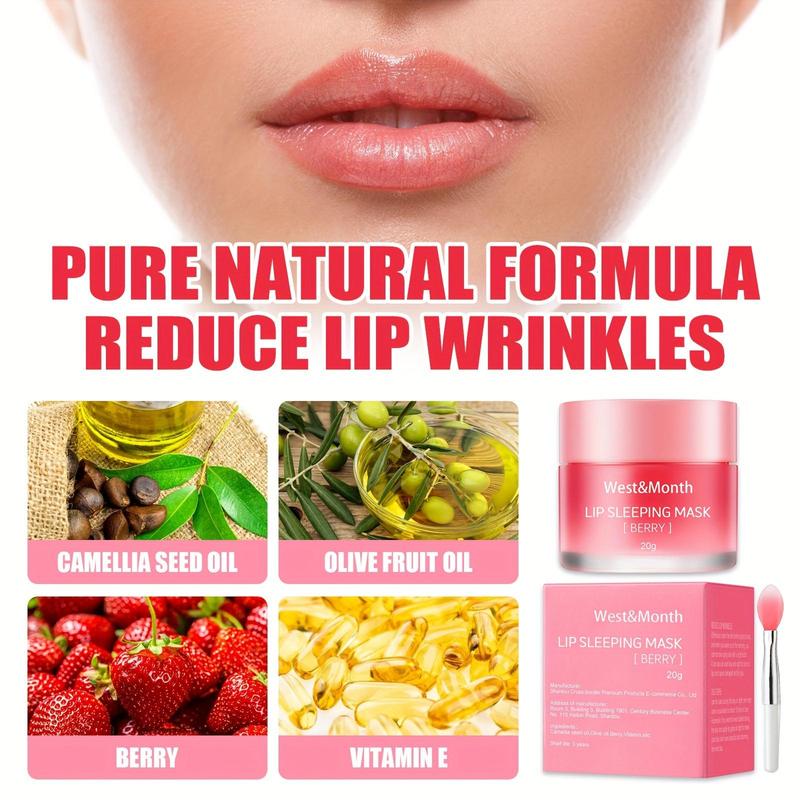 Night Sleeping Lip Mask, 2 Counts set Moisturizing Lip Mask, Hydrating Lip Care Mask, Lip Care Product for Women & Girls