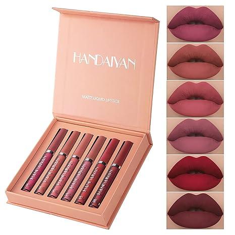 6Pcs Matte Liquid Lipstick Makeup Set, Matte liquid Long-Lasting Wear Non-Stick Cup Not Fade Waterproof Lip Gloss