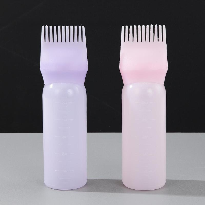 Summer Hair Dye Applicator Bottle, 2 Counts set Hair Coloring Tool with Graduated Scale, Root Comb Applicator Bottle, Dyeing Shampoo Hair Oil Bottle with Comb, Haircare Tools, Christmas Gift