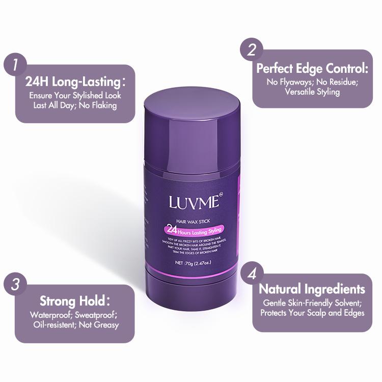 Hair Wax Stick 24 Hours Lasting for Flyaways, Edge Control, Baby Hair, Non-greasy Styling | US Only Gel Haircare