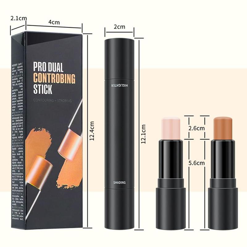 4 Colors Cream Contour Sticks Makeup Kit, Primer Face Highlighter Contouring for Beginners, Highlight and Contour Kit, Cream Concealer Makeup Blur Stick, Primer Face Corrector 1#,3#