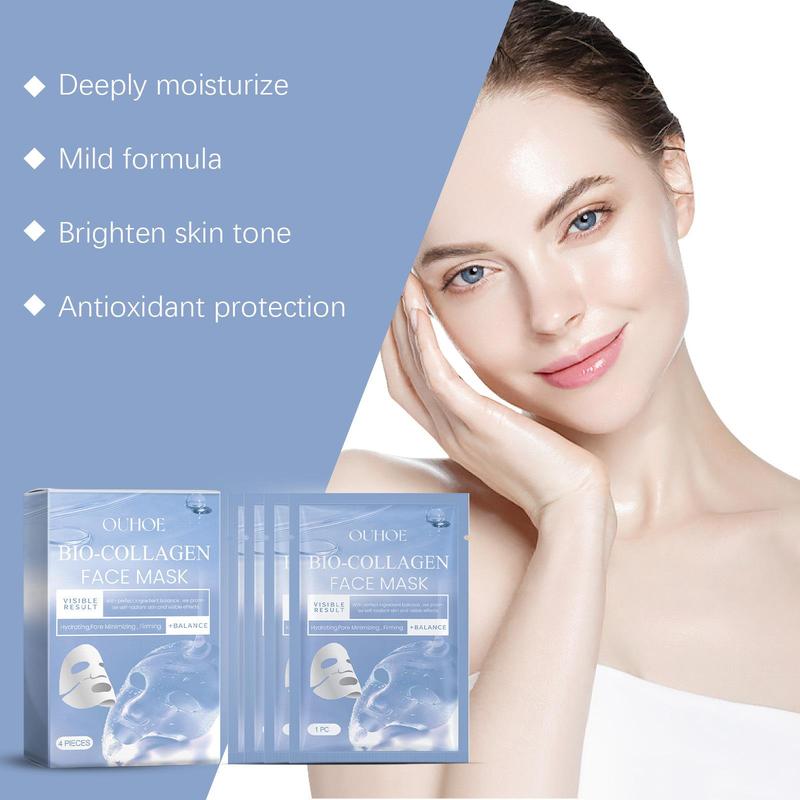 Collagen Face Mask, 4 Counts set Moisturizing Facial Masks for Improving Skin Elasticity, Quick Absorbing Face Care Product for Women