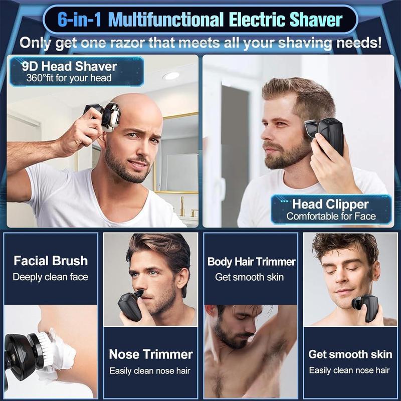 5 in 1 Electric Hair Trimmer Kit, 1 Box Waterproof Wet Dry Grooming Machine & Accessories, Cordless Rechargeable Bald Head Razor for Home & Travel