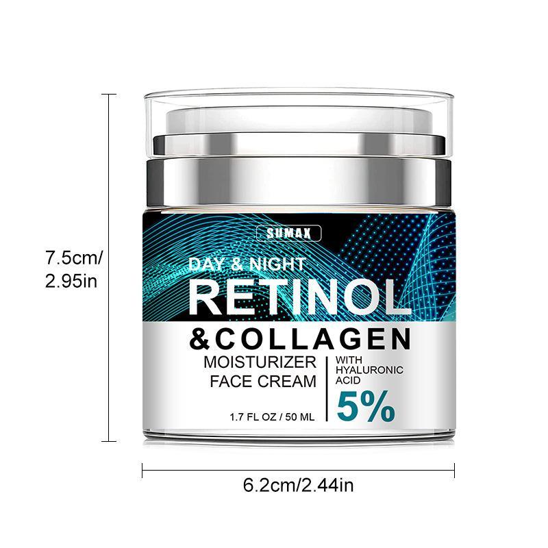 Retinol Collagen Moisturizer (1 2pcs), Press-on Retinol Serum Cream, Hydrating Nourishing Face Lotion for Women & Men, Christmas Gift