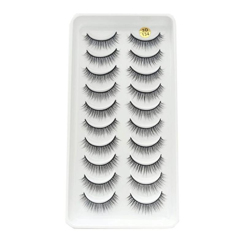 Natural False Eyelashes, 10 Pairs Handcrafted Faux Cluster Lashes, Volumized False Eyelashes for Women and Girls Eye Makeup Enhancement, Christmas Gift