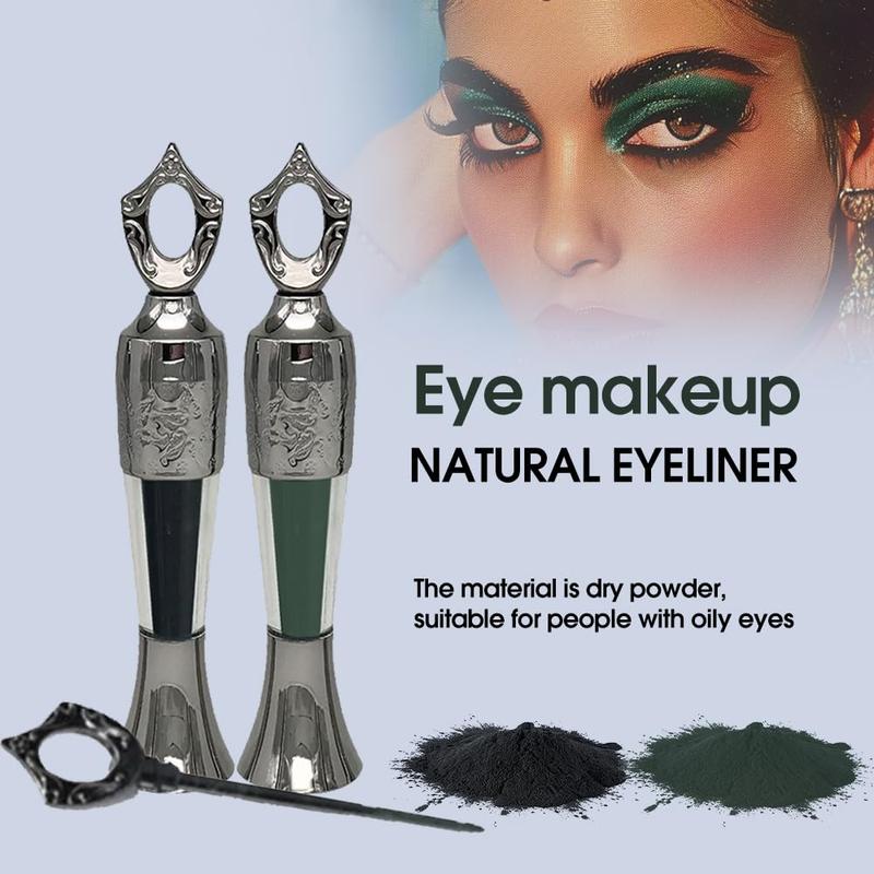 Powder Eyeliner, 100% Natural powder eyeliner, Easy to Apply Formula, Easily Removed, Last for All Day Long (Black, Large)