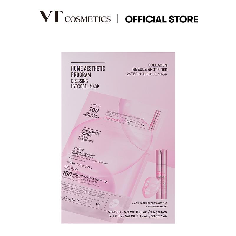 [Official VT Cosmetics] Reedle Shot 100 2-Step Hydrogel Mask 4EA Duo Reti-A + Hydrop | Pore Tightening + Hydrating Overnight Melting Mask