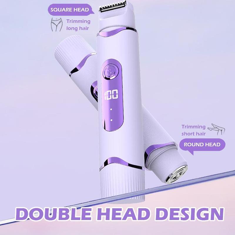 Double Head Design Electric Shaver, 1 Count Rechargeable Electric Hair Trimmer, Wet & Dry Use Personal Body Trimmer for Home & Outdoor Travel Use