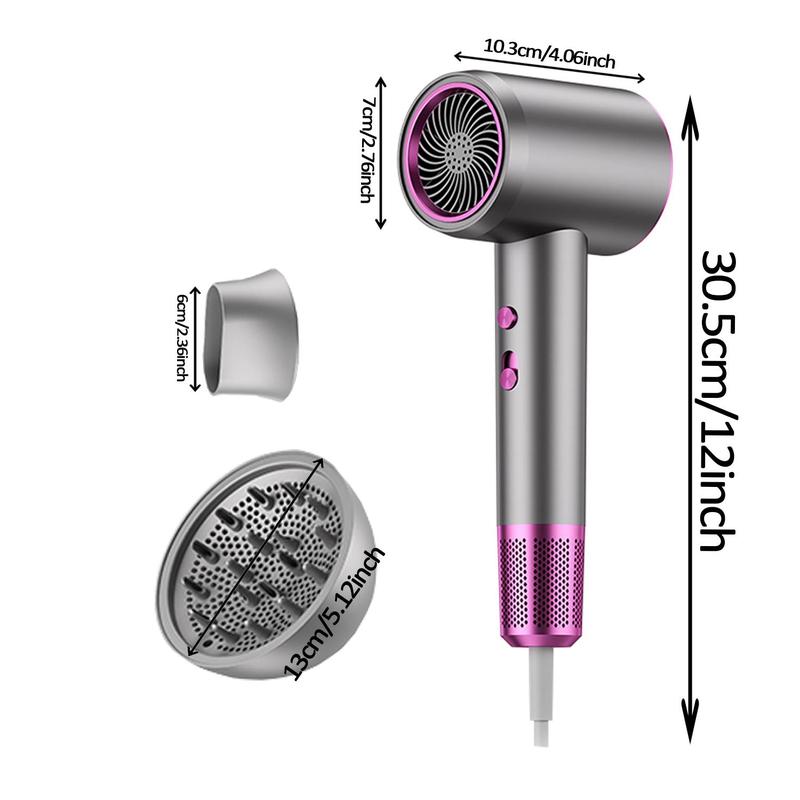 Professional Negative Ions Hair Dryer, Travel 2400W Ionic Blow Dryer, Low Noise Home Hair Dryer with Diffuser for Women & Men