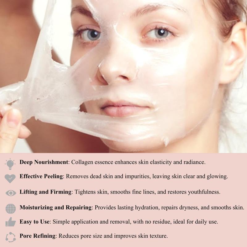 Collagen Overnight Wrapping Peel Off Facial Mask, 7 Counts set Hydrating & Tightening Skin Care Mask, Improves Skin Elasticity Care Facial Mask