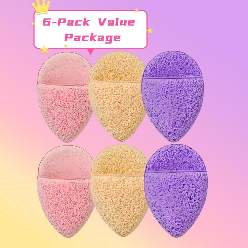 Colorful Water Drop Shaped Makeup Removal Sponge, 6 Counts set Deep Cleansing Facial Sponge, Facial Skin Care Tool for Home & Travel