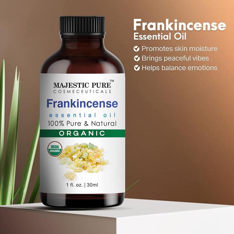 Majestic Pure Frankincense Essential Oil - USDA Organic 1 Fl Oz | Premium Quality Oil for Skincare, Diffuser, Hair Oil & Aromatherapy MAJESTIC PURE