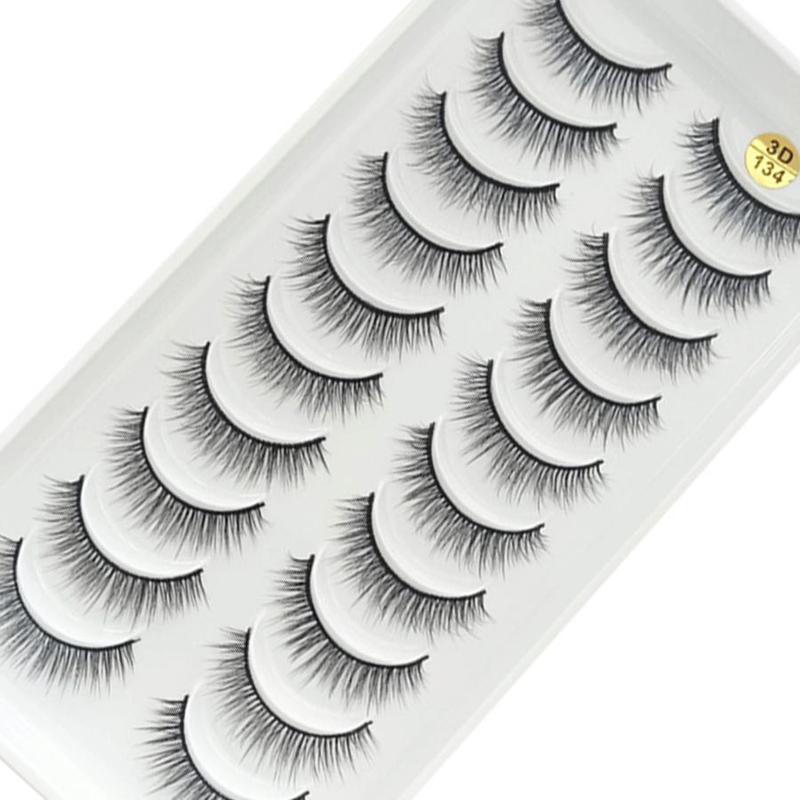 Natural False Eyelashes, 10 Pairs Handcrafted Faux Cluster Lashes, Volumized False Eyelashes for Women and Girls Eye Makeup Enhancement, Christmas Gift