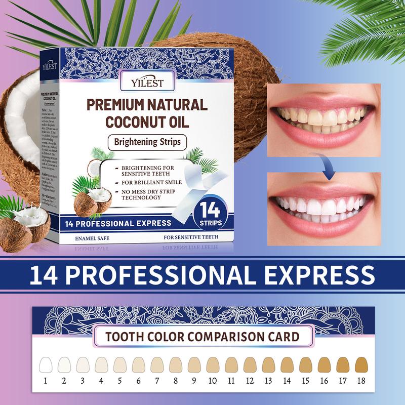 Teeth Whitening Strips - 7-Day Treatment with Non-Slip, Dry Strip Technology - Whitening Designed with Care for a Brighter Smile Coconut Oral Coconut Oral christmas 2024 ornament nobs toothpaste