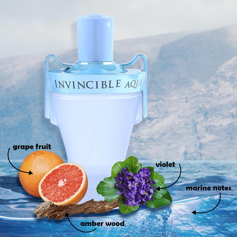 Men's Invincible Aqua For Men Spray Cologne 100ml 3.4fl.oz Fragrance