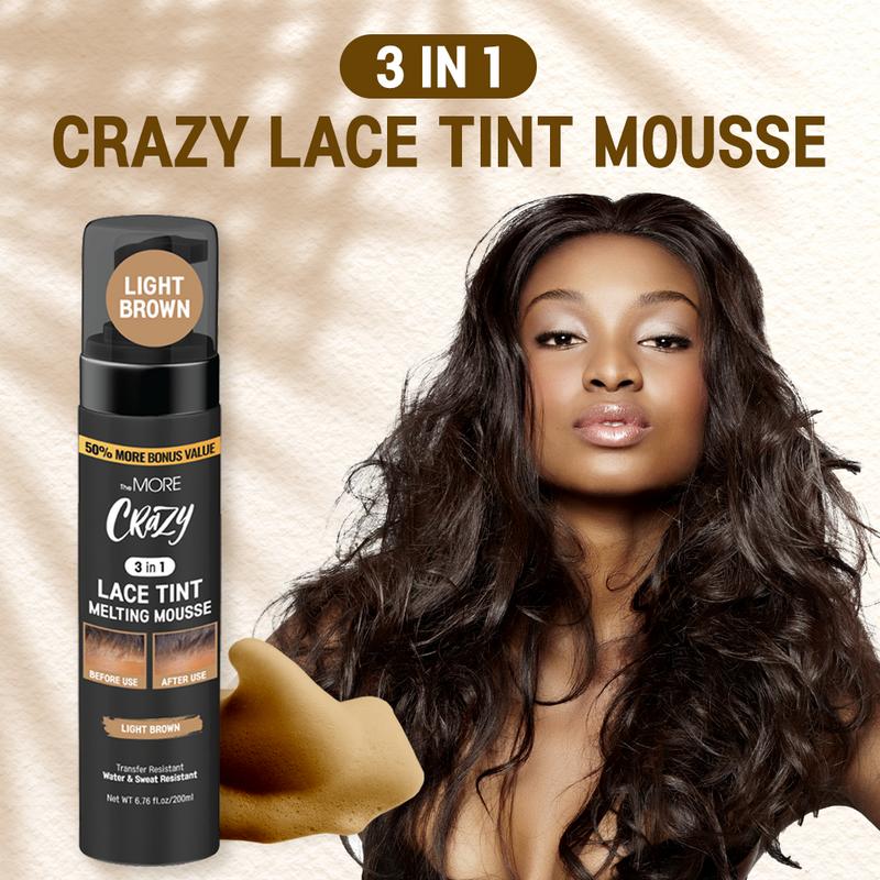 TheMORE Crazy 3 in 1 Lace Tint Mousse 200ml | Concealer Lace Wig Hair Wigs Toupees and Hair Pieces Lace Tint Styling Foaming Mousse