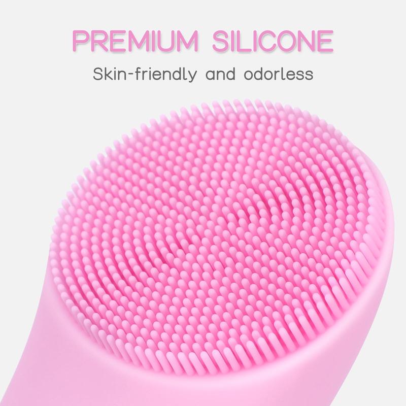 Facial Cleansing Brush, PRITECH Heatable Vibrating Face Scrubber with Massage, Silicone Face Scrubber for Women & Men, Electric Facial Cleanser for Deep Cleansing, Gentle Exfoliating (Pink)