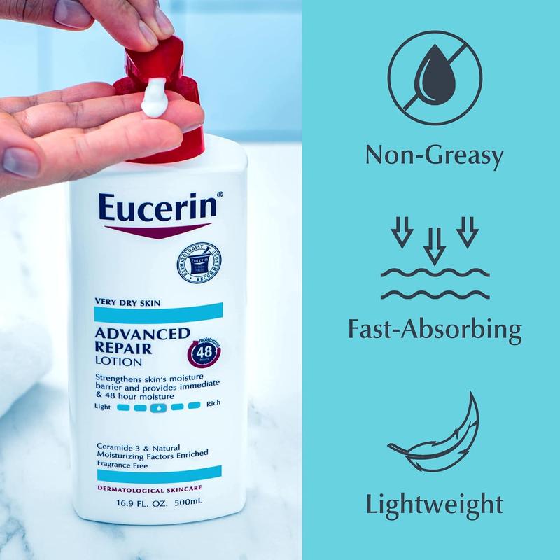 Eucerin Skin Care Set, Fragrance Free, Advanced Repair Body Lotion for Dry Skin, 16.9 Fl Oz Bottle + Advanced Cleansing Body and Face Cleanser, 16.9 Fl Oz Bottle, Holiday Gifts for Self Care No brand