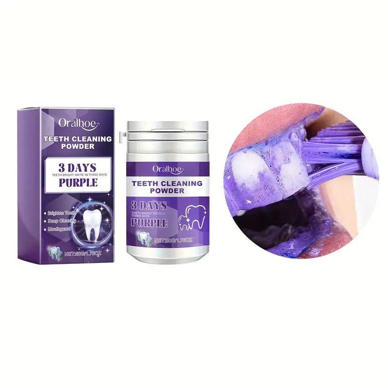 Purple Teeth Cleaning Powder, Teeth Polishing Teeth Deep Cleansing Powder,teeth whitening kit， teeth whitening powder，Fresh Breath And Basic Cleansing - Pearl Essence Mint Flavour Teeth Care Oral