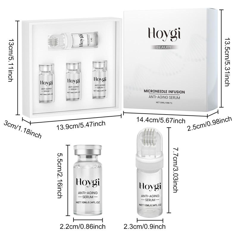 Hyaluronic Acid Facial Serum & Massage Roller Bottle Set, 4 Counts set Moisturizing Facial Essence, Professional Facial Skin Care Product for Women