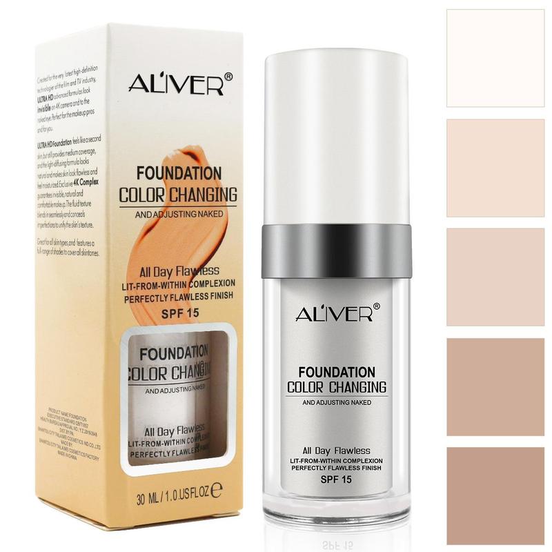 ALIVER Liquid foundation Sunscreen Full Coverage Natural Color Face Primer Base Makeup 2Pcs