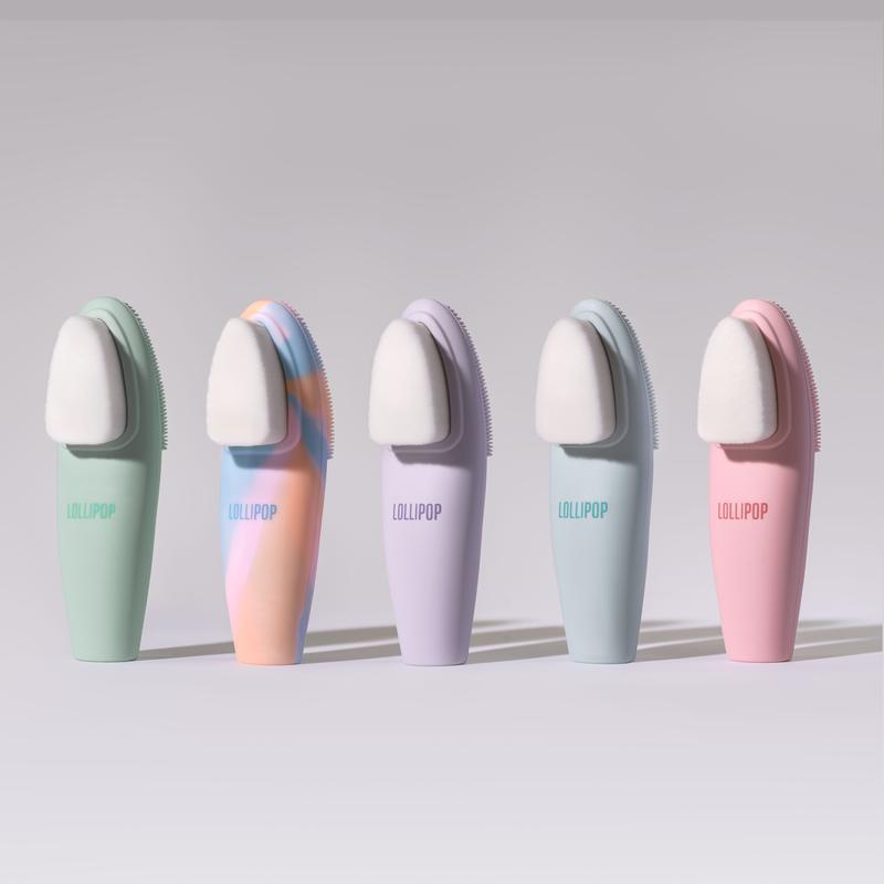 LOLLIPOP Handle Dual-Sided Cleansing Brush, Gentle Exfoliating, Massaging, Silicone, Facial Brush, Skincare Tool, Eco-Friendly