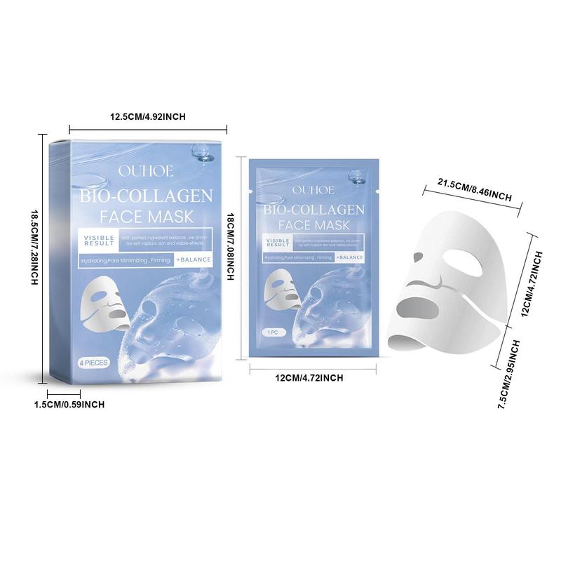 Collagen Face Mask, 4 Counts set Moisturizing Facial Masks for Improving Skin Elasticity, Quick Absorbing Face Care Product for Women