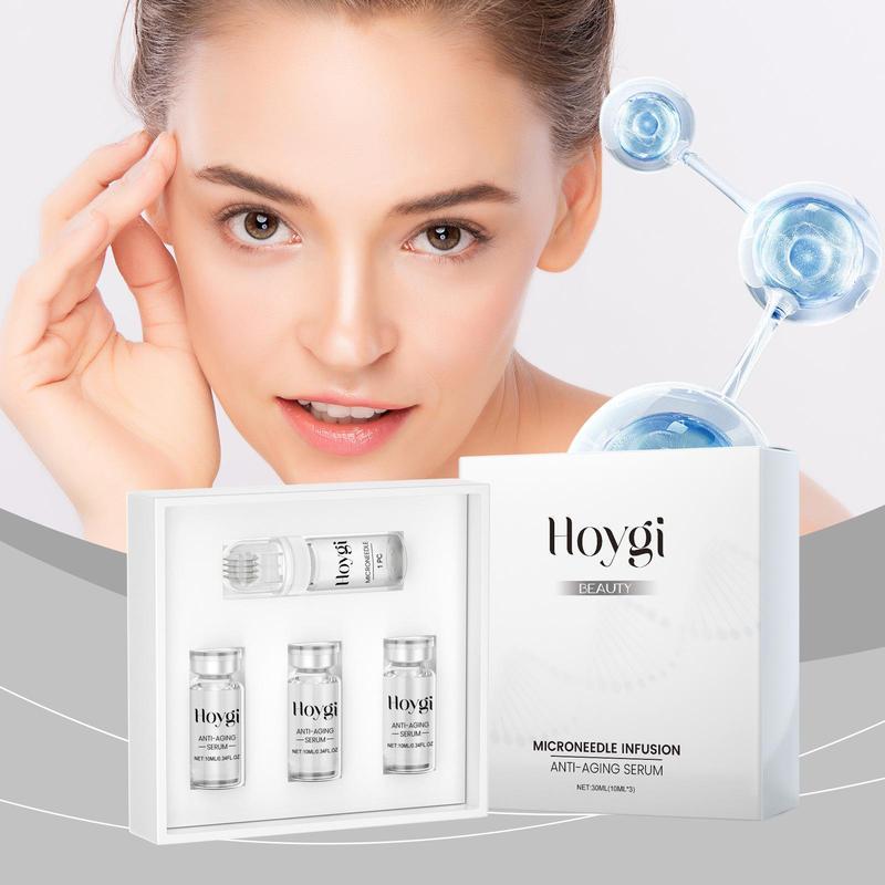 Hyaluronic Acid Facial Serum & Massage Roller Bottle Set, 4 Counts set Moisturizing Facial Essence, Professional Facial Skin Care Product for Women