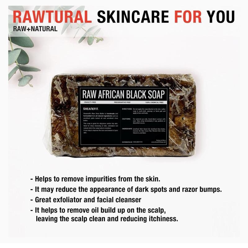 Raw African Black Soap Bar - For All Skin Types - Face, Body, (1 Pound) Cleansing Body Care Body Care Cleansing