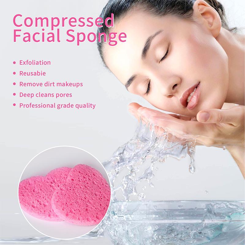 Comfort Heart Shaped Compressed Facial Cleansing Sponges, 20pcs set Natural Facial Cleansing Pads, Summer Reusable Facial Exfoliating Cleansing Tools, Cruel Summer, Skincare Products, Christmas Gift