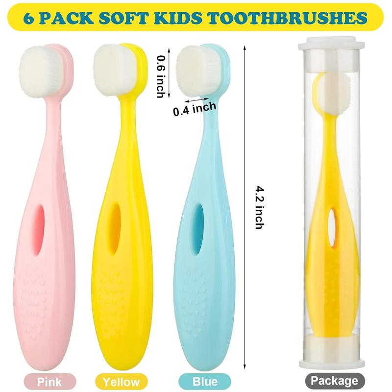 6 Pieces Kids Extra Soft Nano Toothbrush Children Bristles Toothbrush Children Micro Nano Manual Toothbrush Set with 20000 Bristles for Age 1 and Above Boys Girls Gum Protecting Cleaning (Cute Style)Thanksgiving Gifts Christmas Gifts