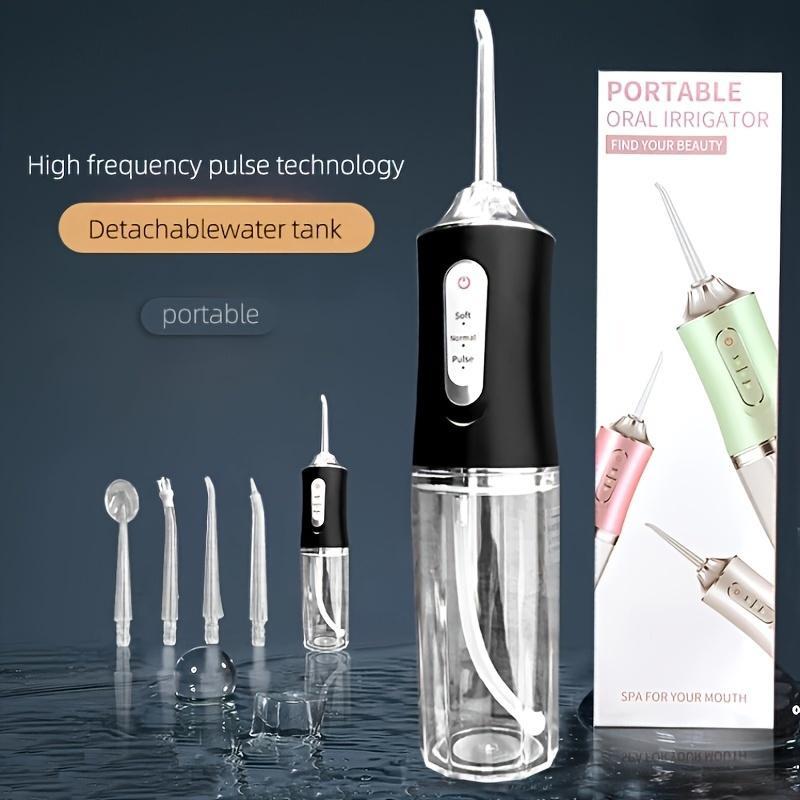 Portable Rechargeable Oral Irrigator, 1 Box Water Flosser & Accessories with Multifunctional Replacement Head, Oral Irrigator for Home & Travel, Electric Teeth Cleaner, Water Flosser for Teeth, Christmas Gift