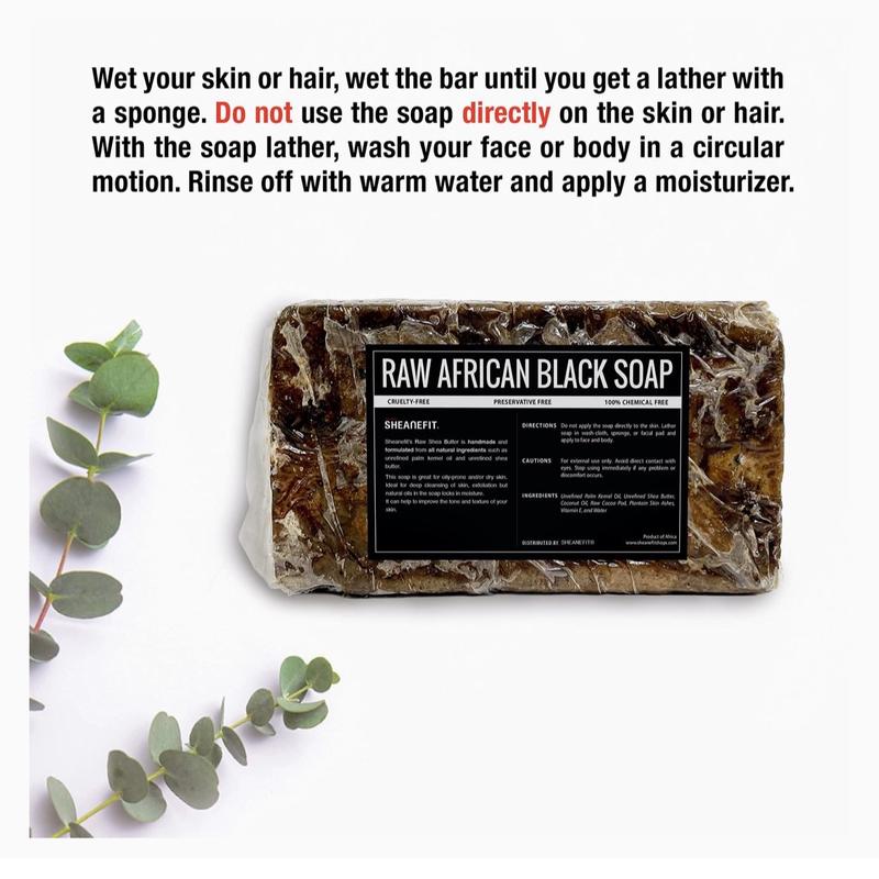 Raw African Black Soap Bar - For All Skin Types - Face, Body, (1 Pound) Cleansing Body Care Body Care Cleansing