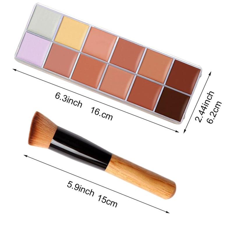 12 Color Correcting Concealer Palette with Brush, Waterproof Concealer Cream, Contouring Makeup Palette