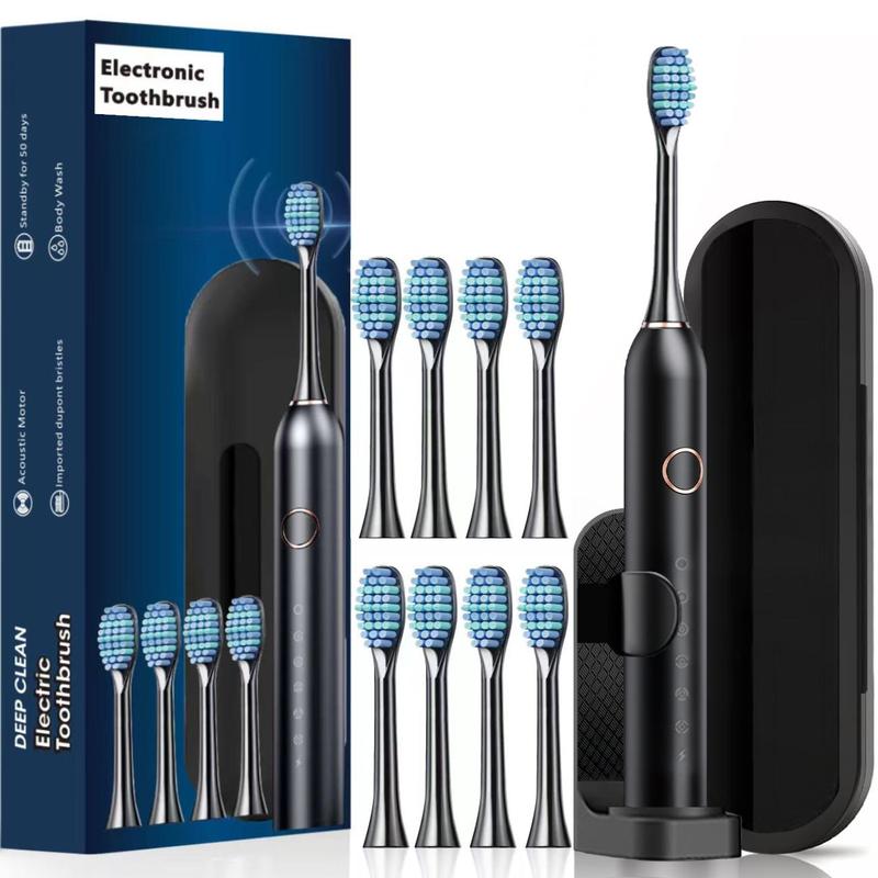 Rechargeable Electric Toothbrush Set, Electric Toothbrush & 8 Replacement Brush Heads & Travel Case, Toothbrush Kit, Oral Care Product for Adults