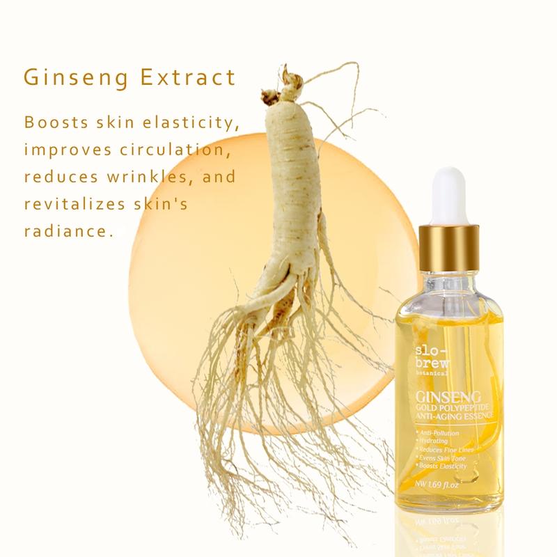 Korean Ginseng Gold Polypeptide Essence with Vitamin C, Vitamin E, Hyaluronic Acid for Dark Spots, Even Skin Tone, Eye Area, Fine Lines & Wrinkles