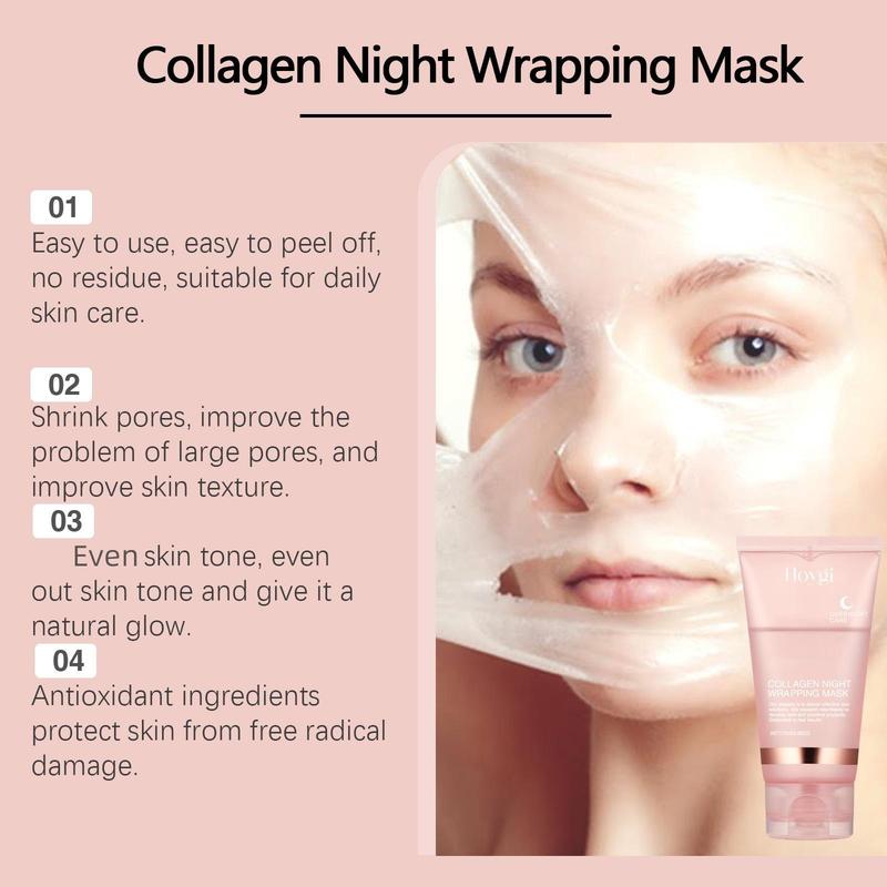 Collagen Overnight Wrapping Peel Off Facial Mask, 3 Boxes Deep Cleansing & Moisturizing Facial Mask for Christmas Gift, Facial Skin Care Product for Women & Men