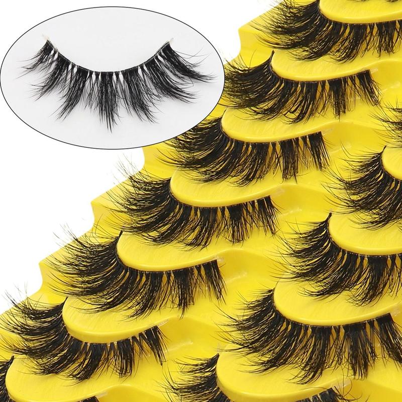 Fluffy False Eyelashes, 10 Pairs Wispy Natural Curling Eye Makeup Strip Lashes, Full Volumized False Eyelashes